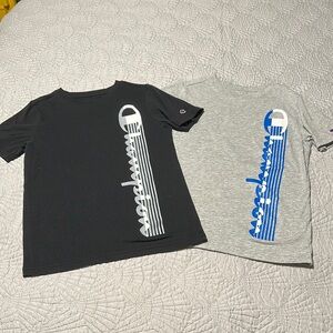 2 Champion Boys Graphic T-Shirts, Black & Gray, EUC, Size 10/12